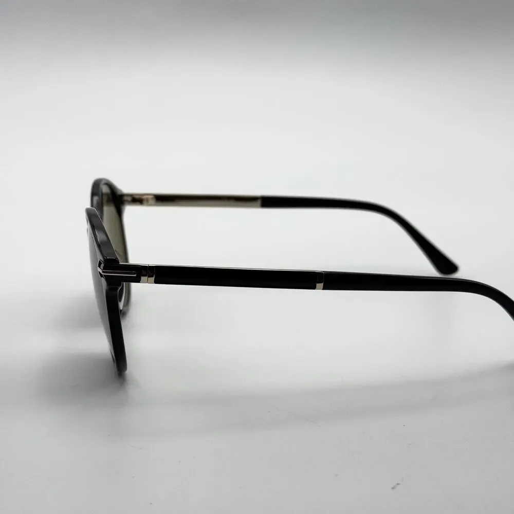 Tom Ford Sunglasses Araki TF1184 01A Black Round Frame Gray Lenses 52-20-140 New